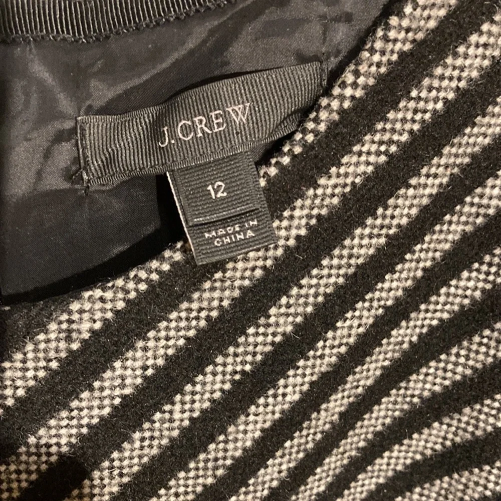 NWOT J. CREW Wool Black Dress with Tweed Herringbone Pattern Size 12 - Picture 4 of 5